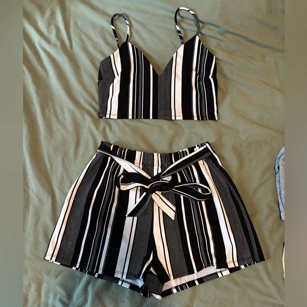 Windsor Black and White Striped Two-Piece Set